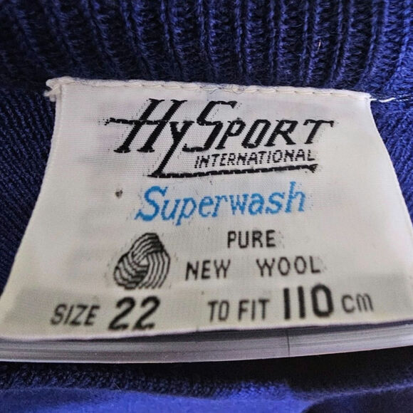 HySport International Wool Sweater Mens Sz 22 (XL) Vintage Navy W/Australia Logo - Picture 4 of 5